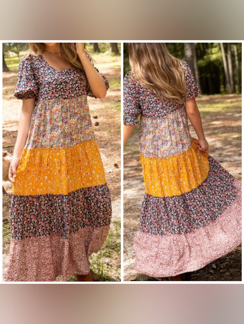 Natural Life Collette Tiered Maxi Dress, Medium, Floral, Boho Maxi Dress